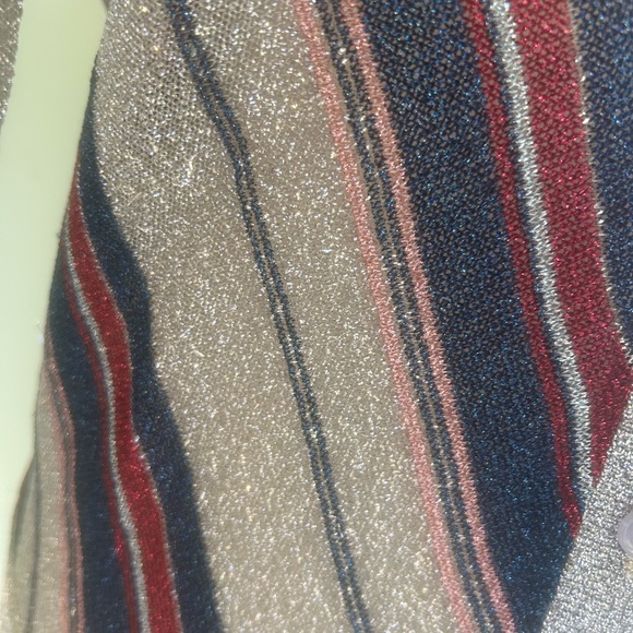 Vintage lurex cardigan Renee Tener for Outlander. Silver w/multi stripe. 70s XS - Picture 6 of 14